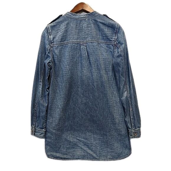 Gap 1969 Ltd Ed Womens Denim Tunic Sz M Blue Dress Pockets Distressed Western - Picture 2 of 8